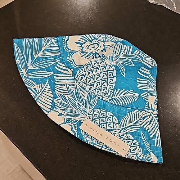?TRINA TURK? Pinapple Garden Crusher Hat ~ Pineapple Paradise Barkcloth NWT main image 6